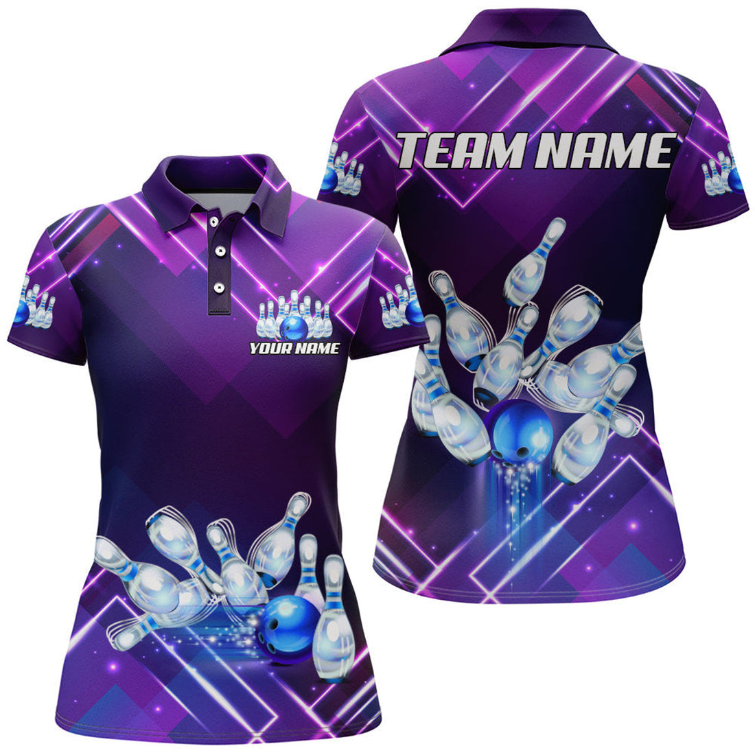 Custom Bowling Shirt for Women Bowling Jersey Bowling Team League Polo Shirt QZT99-3