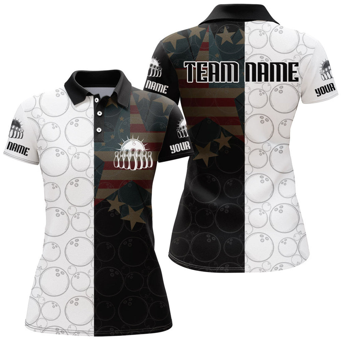 Custom American Bowling Polo Shirt for Women Custom Bowling Team Jersey Bowling Shirt