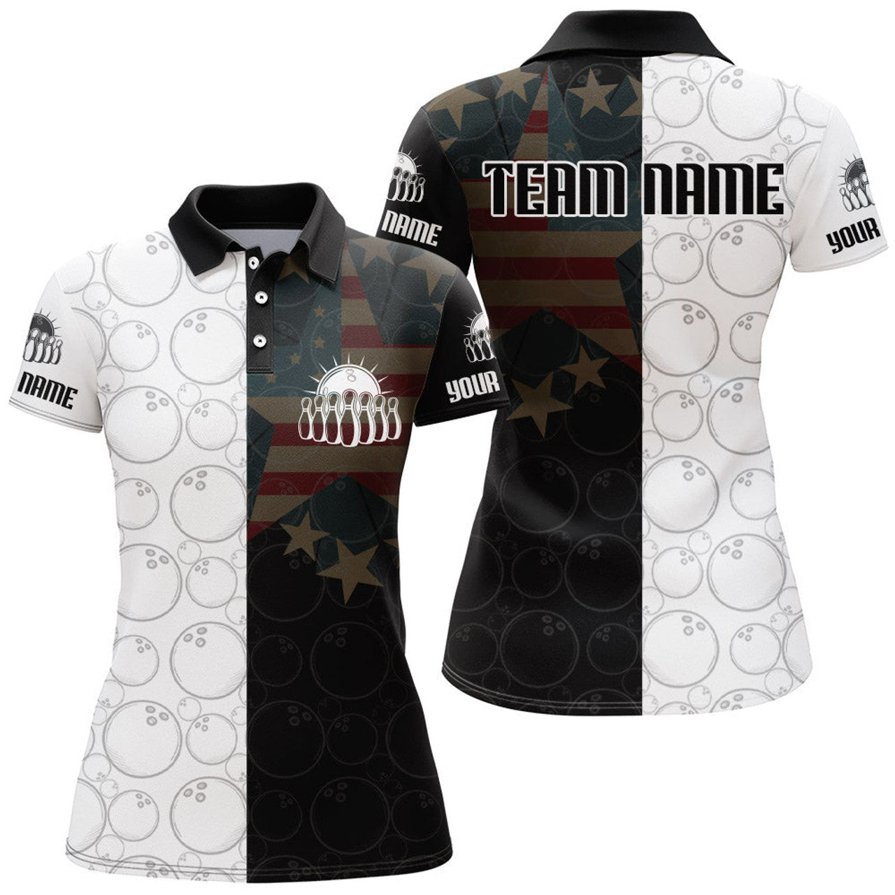 Custom American Bowling Polo Shirt for Women Custom Bowling Team Jersey Bowling Shirt