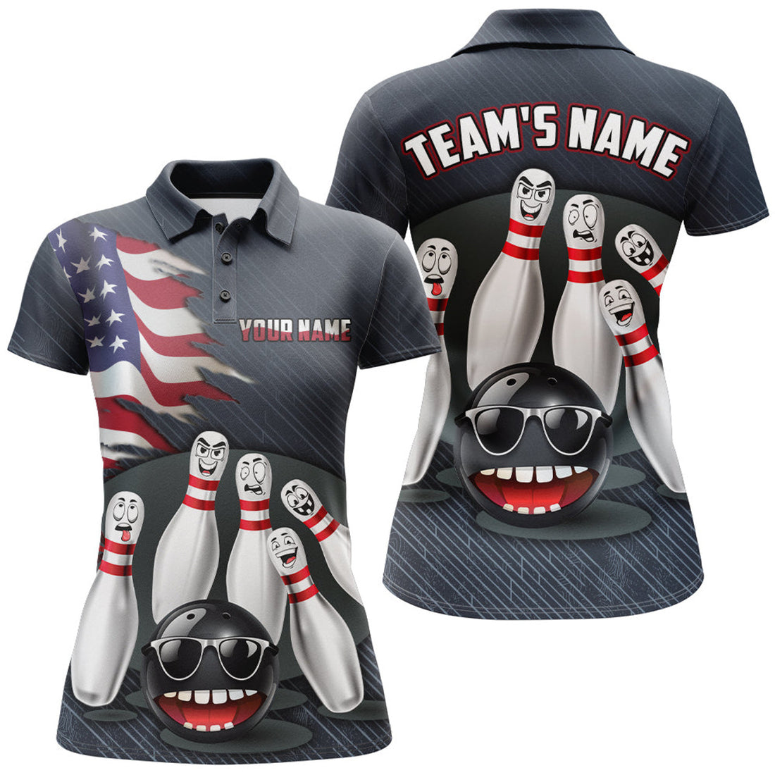 Custom American Bowling Polo Shirt for Women Custom Bowling Team Jersey Bowling Shirt