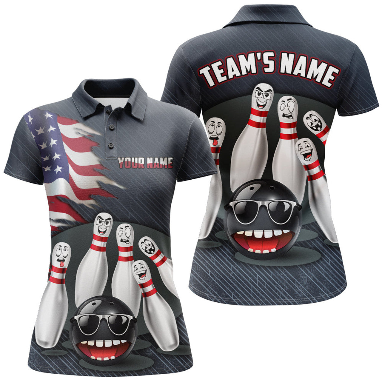 Custom American Bowling Polo Shirt for Women Custom Bowling Team Jersey Bowling Shirt