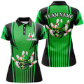 Custom Personalized Bowling Patrick Day Shirt for Women Lucky Bowling Team Jersey Green Bowling Polo Shirt
