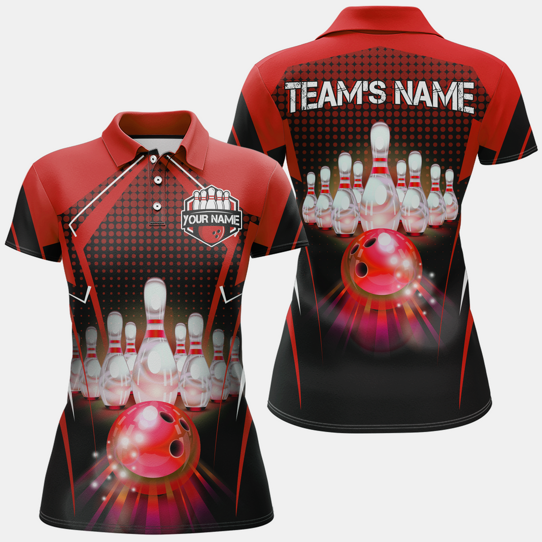 Custom Personalized Bowling Jersey with Name and Team Name Custom Bowling Team Jersey Bowling Polo Shirt for Women