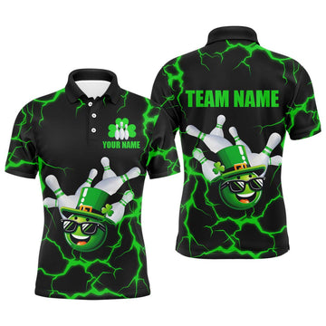 Personalized Bowling Patrick Day Shirt for Men Lucky Bowling Team Jersey Green Bowling Polo Shirt