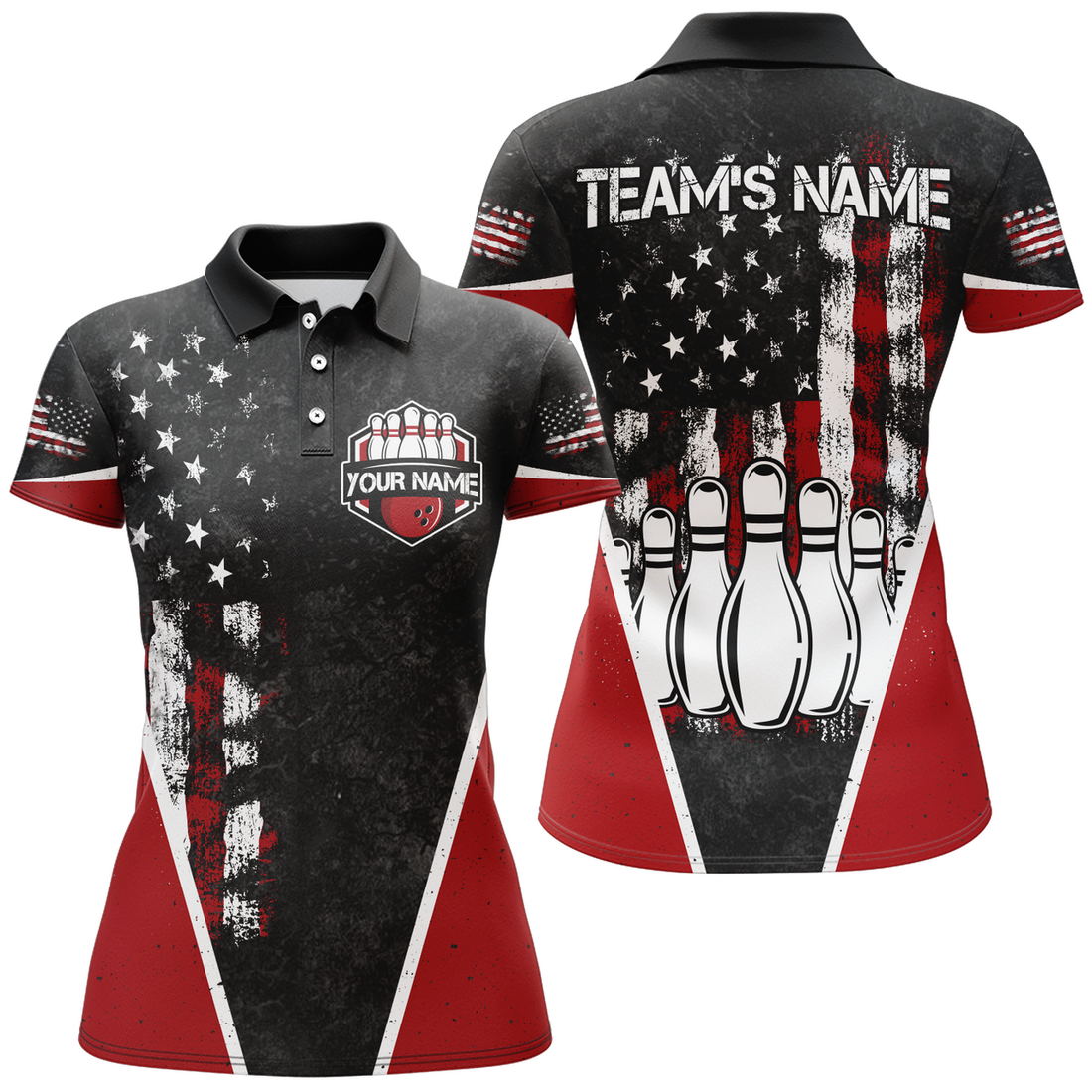 Custom American Bowling Polo Shirt for Women Custom Bowling Team Jersey Bowling Shirt