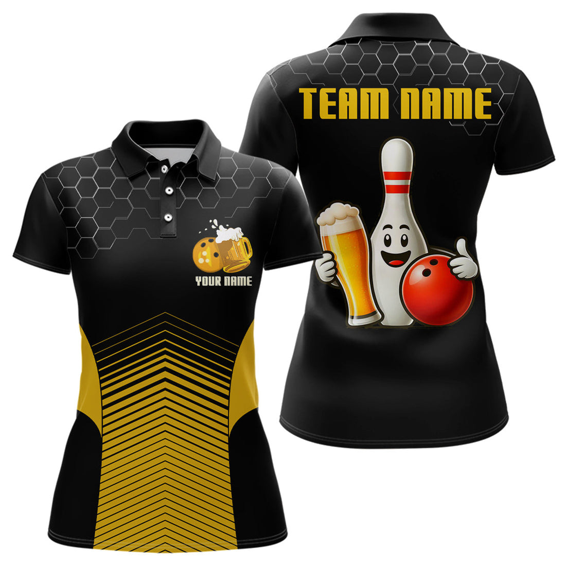 Custom Funny Bowling Polo Shirt Bowling Team Jersey Custom Bowling Shirt for Women