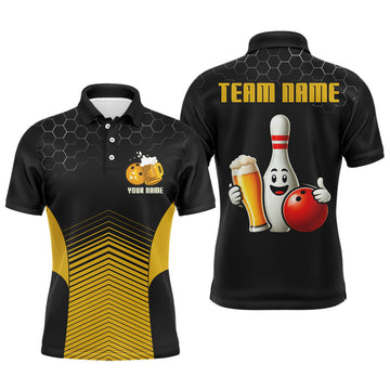 Custom Funny Bowling Polo Shirt Bowling Team Jersey Custom Bowling Shirt for Men