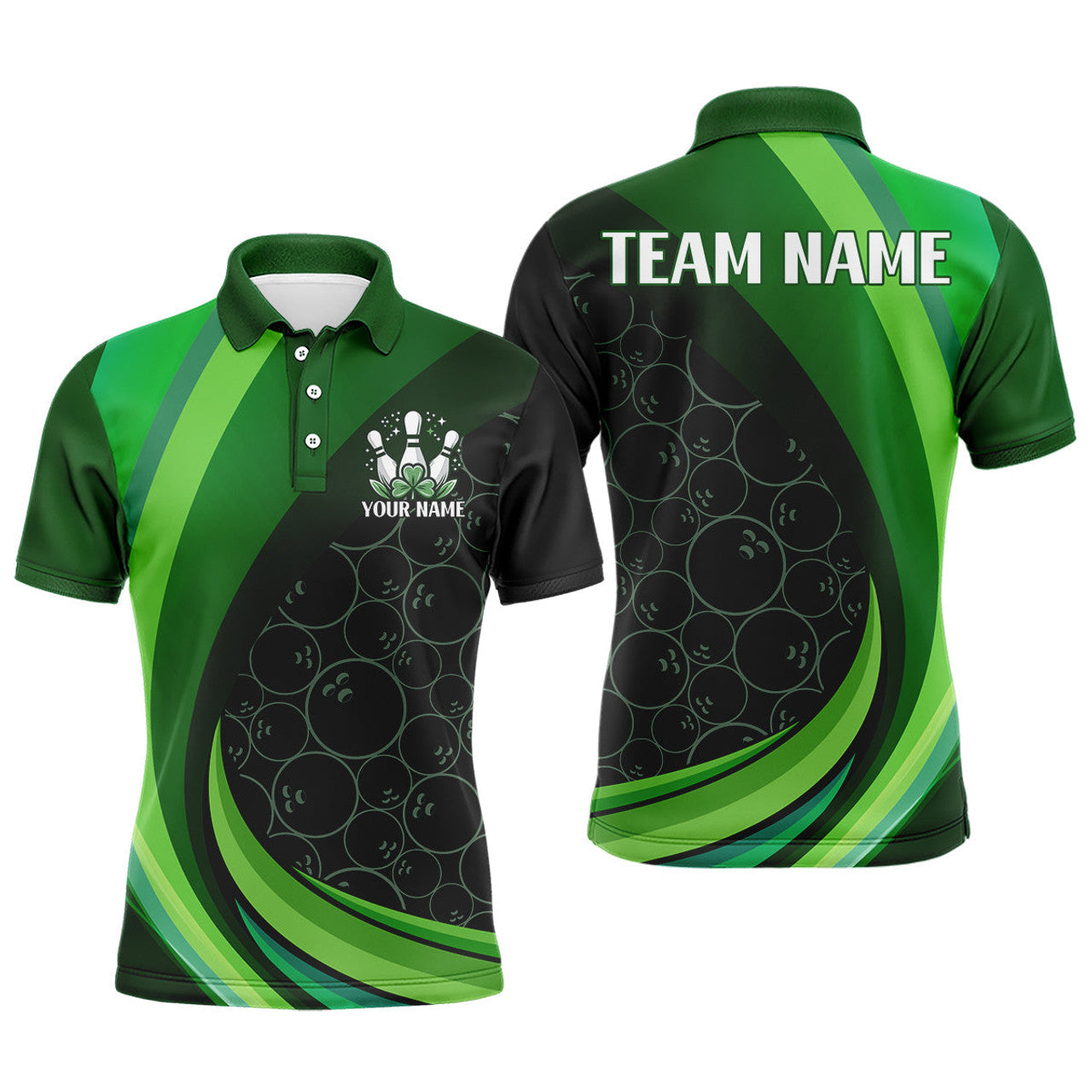 Custom Lucky Bowling Shirt for Men St. Patrick Day Bowling Shirt Custom Green Polo Team Shirt