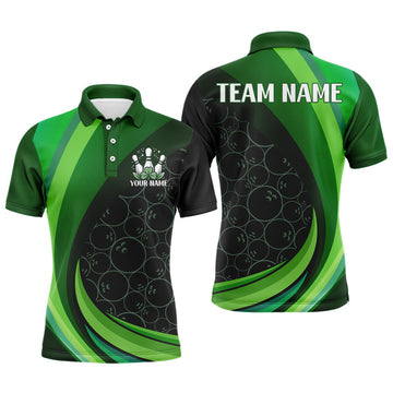 Custom Lucky Bowling Shirt for Men St. Patrick Day Bowling Shirt Custom Green Polo Team Shirt