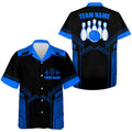 Custom Hawaiian Bowling Shirt For Men, Custom Blue Bowling Jersey Men's Bowling Team Shirt