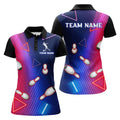 Custom Navy Bowling Shirt For Women Custom Name Polo Bowling Jersey Ladies 3D Bowling Team Shirt For Women