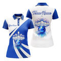 Custom Bowling Polo Shirt for Women Blue Bowling Jersey With Name Ladies Bowling Team League Shirt