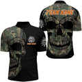 Custom Camo Bowling Shirt Custom Skull Bowling Jersey Men Bowling Quarter-Zip Shirt For Team