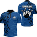 Custom Bowling Quarter-Zip Shirt Blue Bowling Jersey For Men Personalized Bowling League Shirt