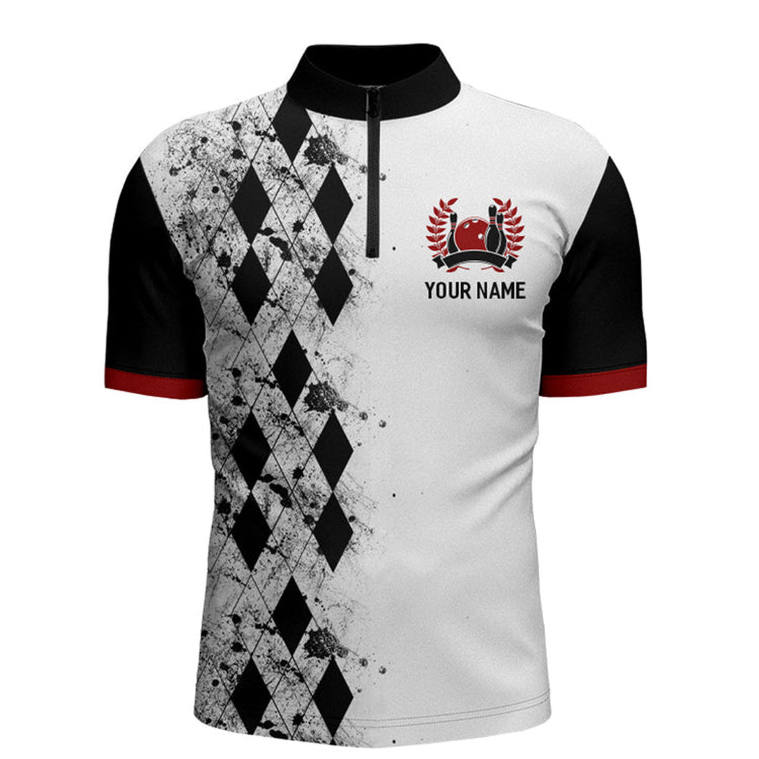 Custom Personalized Bowling Quarter-Zip Shirt for Men Strike Bowling Jersey Team White Bowling Shirt