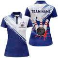 Custom Blue Bowling Polo Shirt For Women Retro Bowling Jersey Custom Bowling Team League Shirts