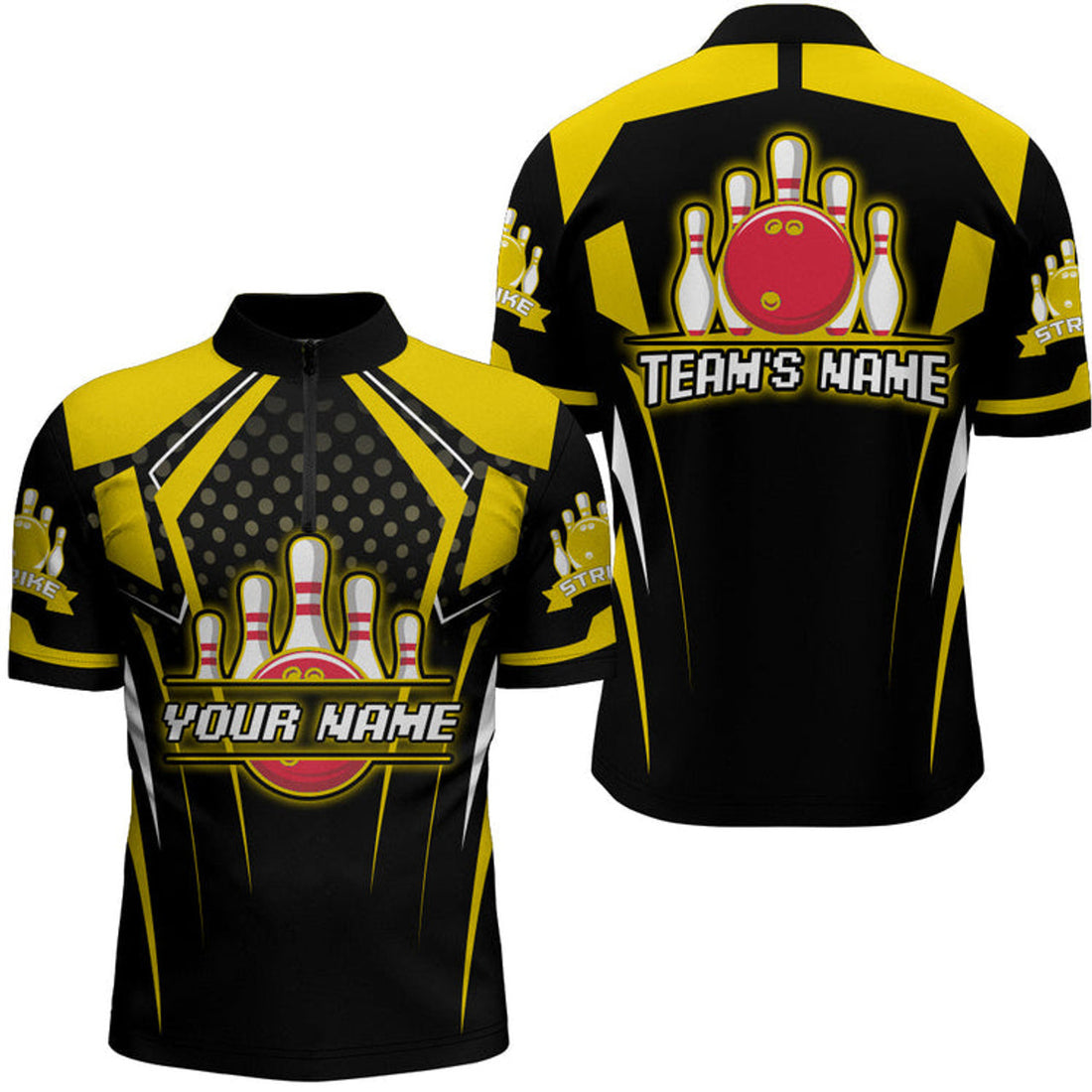 Custom Personalized Multi Color Bowling Jersey For Men Bowling Quarter-Zip Shirt For Team Strike, Perfect Gift for Bowling Lovers