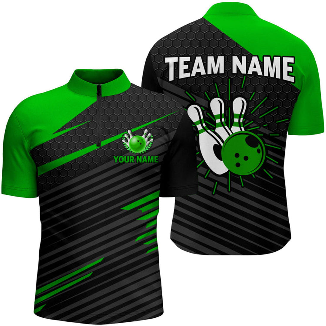 Custom Personalized Name Team Multi Color Bowling Jersey Men Custom Bowling Shirt Team Bowling Quarter-Zip Shirts