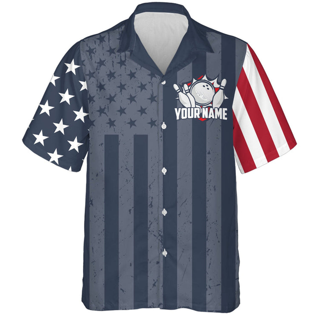 Custom Hawaiian Bowling Shirt For Men Women American Flag Bowling Hawaiian Custom Bowling Team Shirt