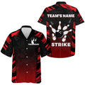Custom Red Camo Hawaiian Bowling Shirt For Men Custom Name Team Name Bowling 3D Hawaiian Strike Bowling Shirt