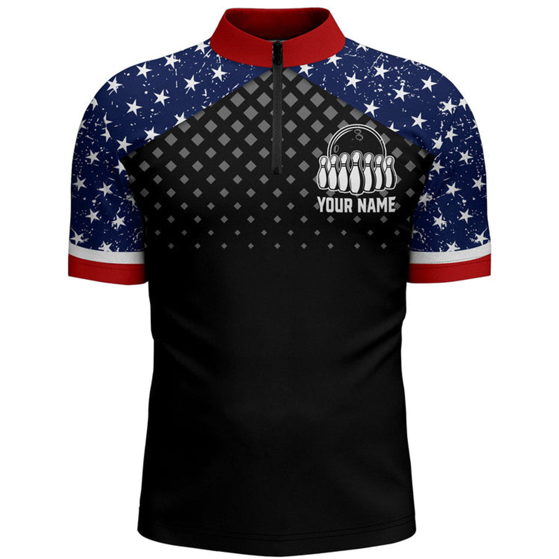 Custom Patriotic Bowling Quarter-Zip Shirt Men Custom Ladies Bowling Team League Jersey USA Bowling Shirt