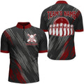 Custom Punisher Skull Bowling Quarter-Zip Shirt For Men Black & Red Bowling Jersey Bowling Team Shirt