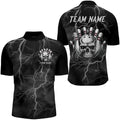 Custom Skull Bowling League Shirt Men Bowling Jersey Team Lightning Thunder Bowling Quarter-Zip Shirt