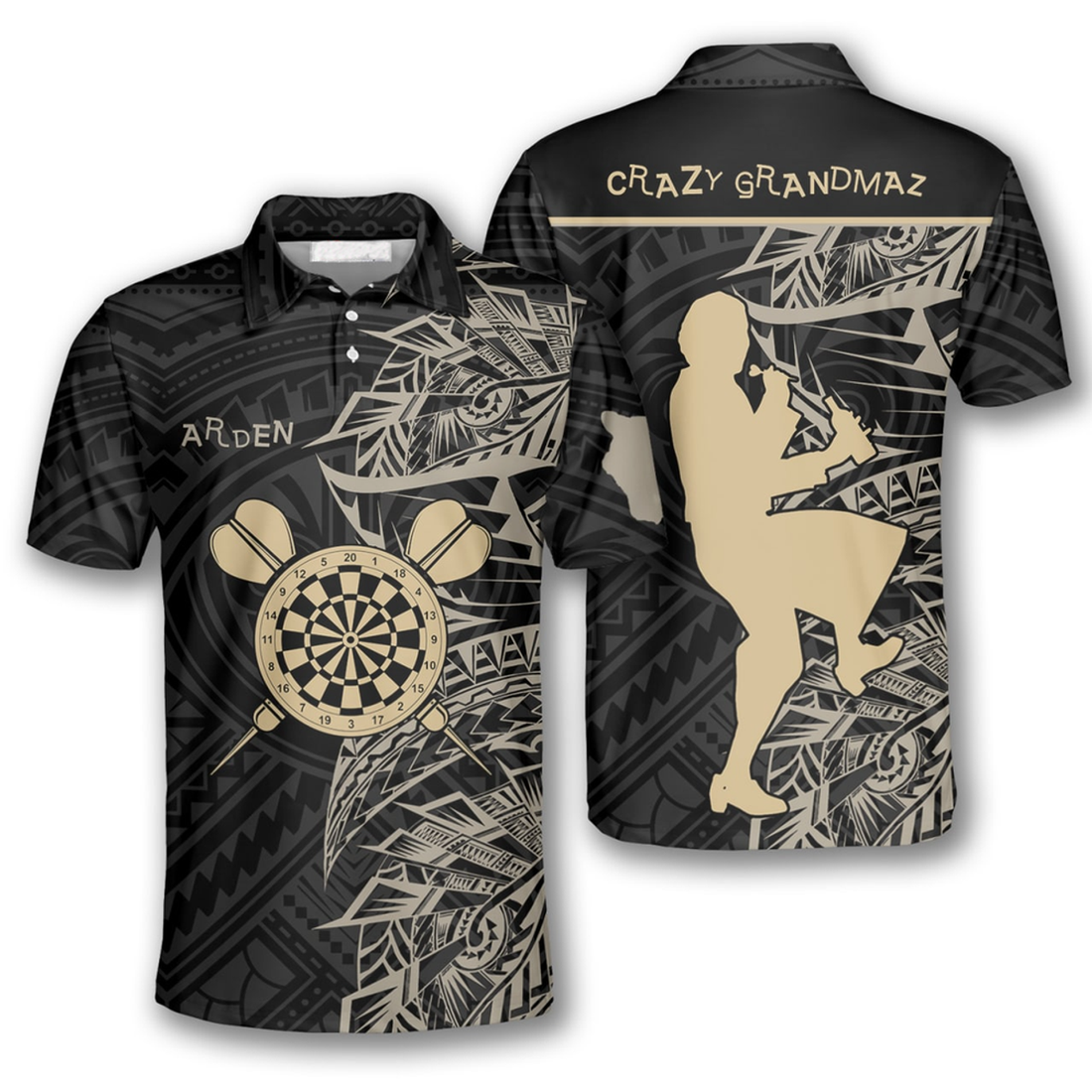Crazy Grandmaz Tribal Design Custom Darts Shirts For Man Women