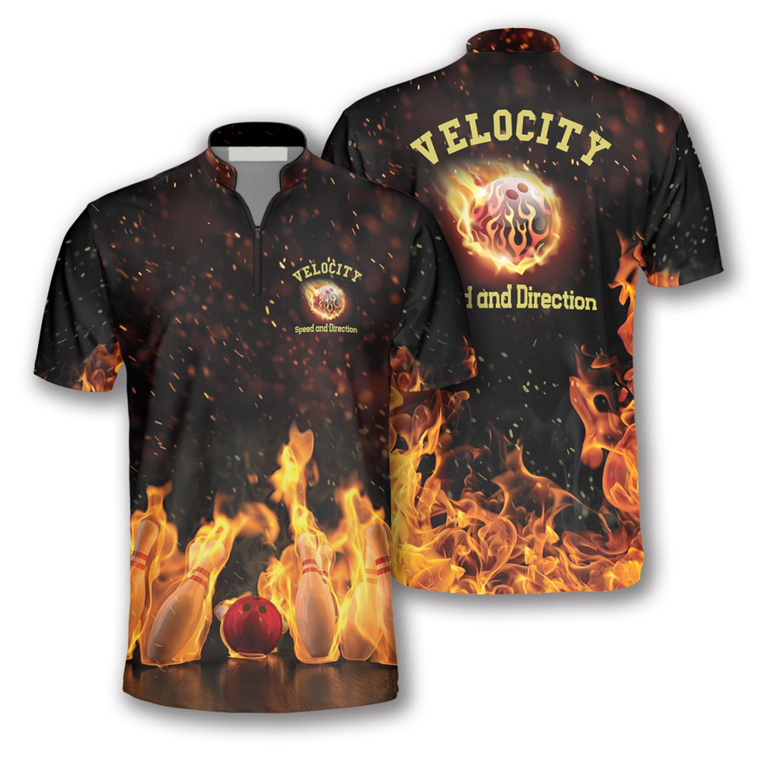 CustomVelocity Fire Flame Custom Bowling Jerseys for Men, Bowling Fire Shirt for Bowler