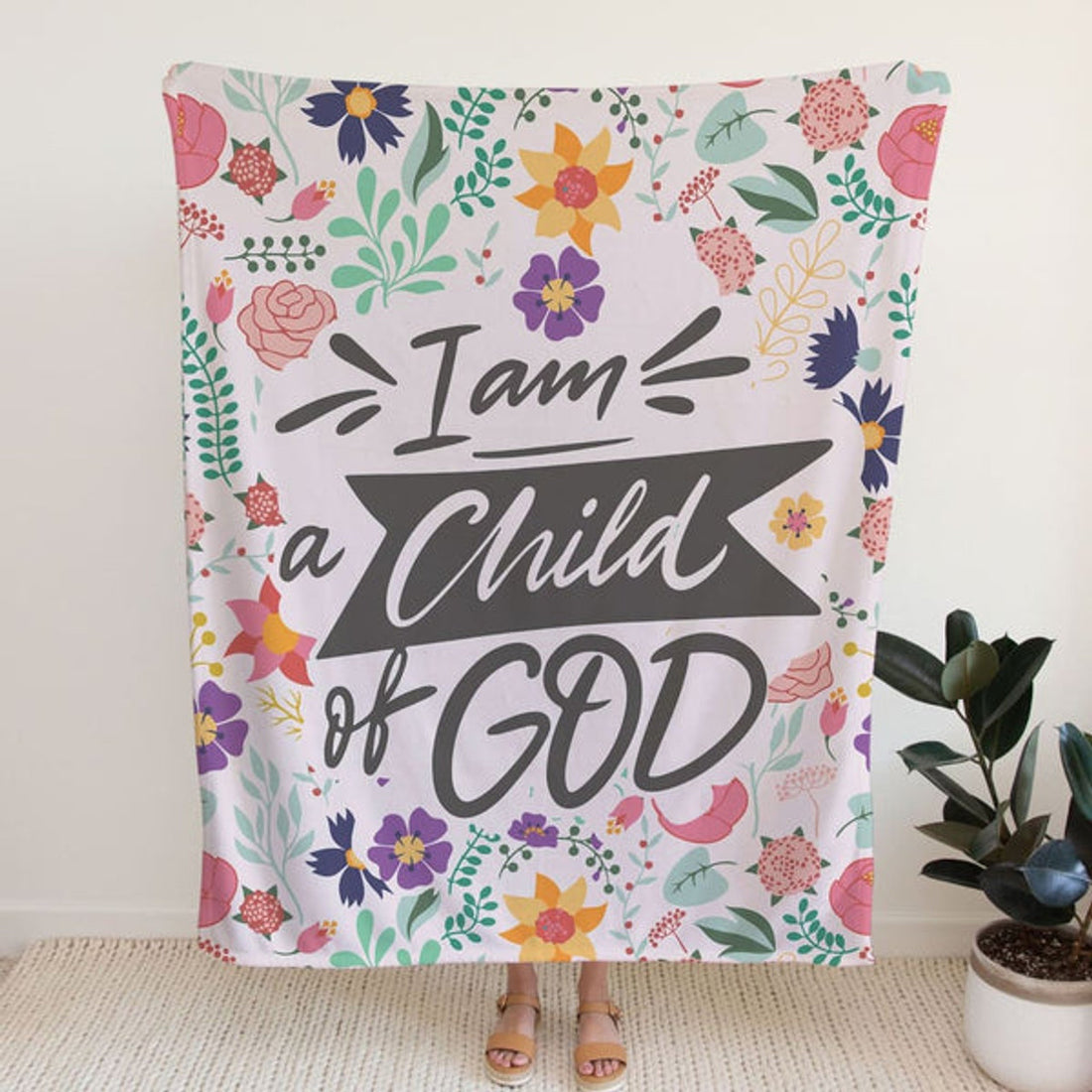 FUNSTUFFPRINT I Am A Child Of God Fleece Blanket - Christian Blanket - Bible Verse Blanket