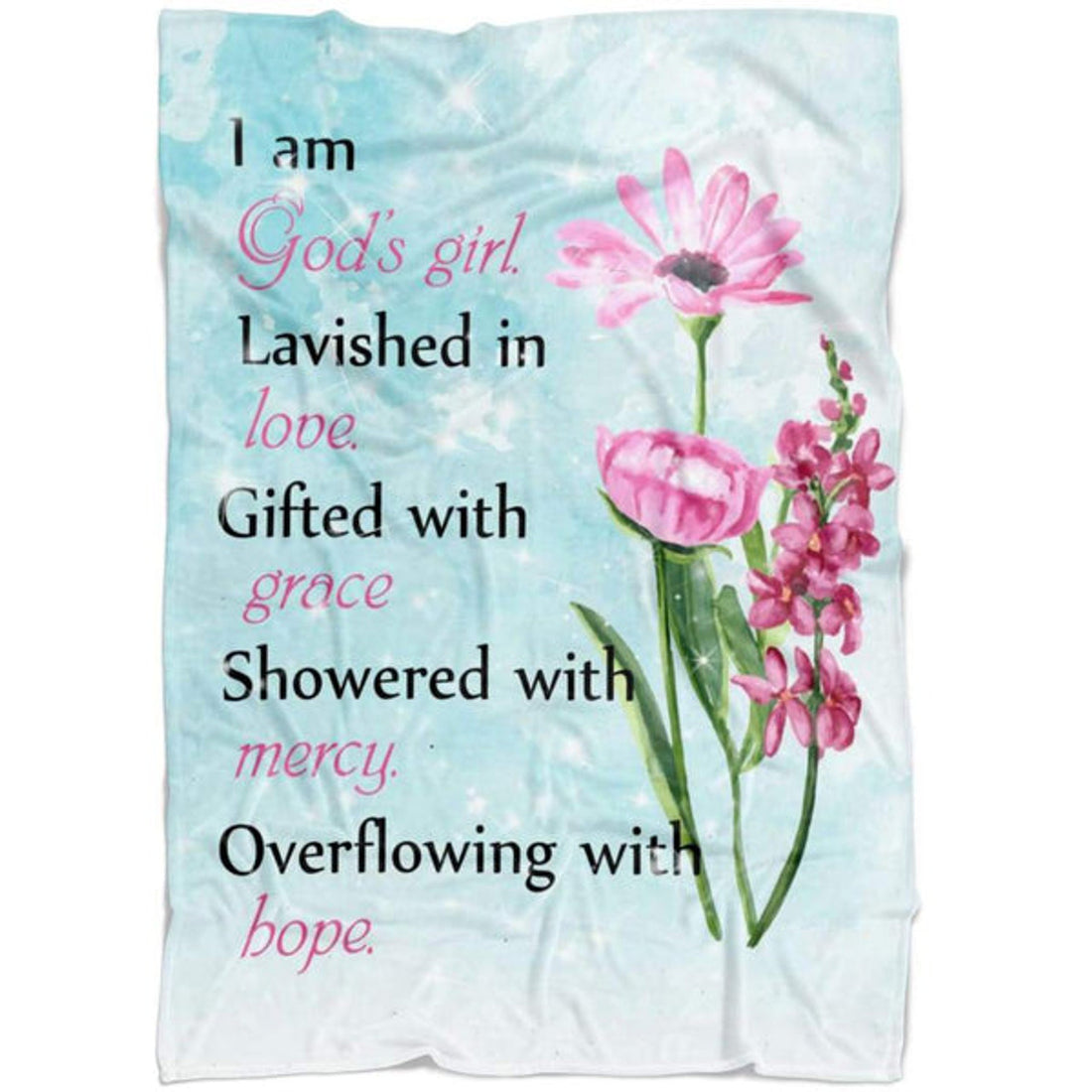 FUNSTUFFPRINT I Am God's Girl Lavished In Love Gifted With Grace Fleece Blanket - Christian Blanket - Bible Verse Blanket