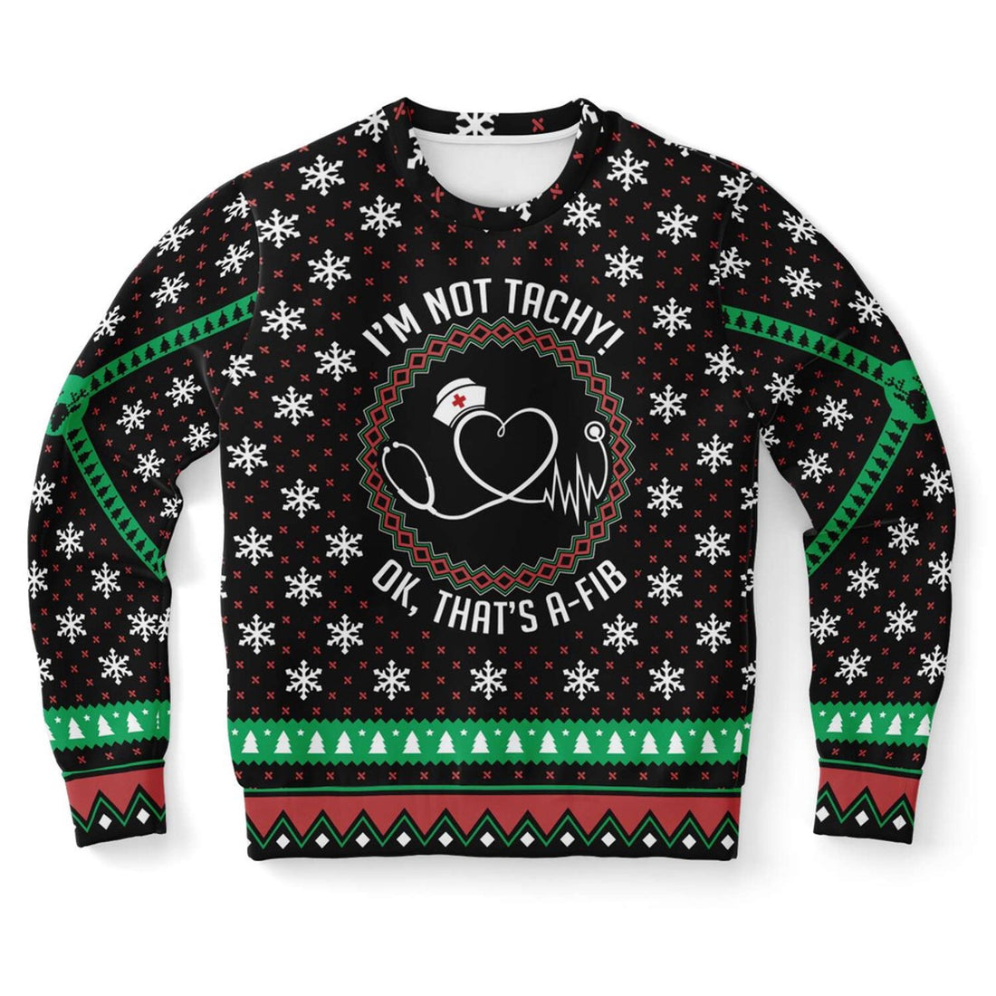 FUNSTUFFPRINT I Am Not Tachy Ok, That's A-FIB Nurse Ugly Christmas Sweater, Christmas Sweater, Ugly Sweater, Funny Xmas Sweaters Ugly Sweater