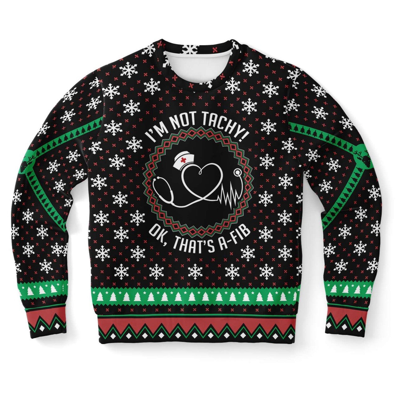 FUNSTUFFPRINT I Am Not Tachy Ok, That's A-FIB Nurse Ugly Christmas Sweater, Christmas Sweater, Ugly Sweater, Funny Xmas Sweaters Ugly Sweater