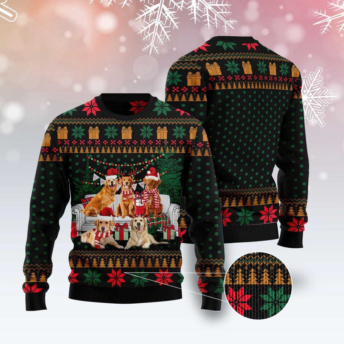 FUNSTUFFPRINT I Am Ready For Christmas Golden Retriever Ugly Christmas Sweater, Christmas Sweater, Ugly Sweater, Funny Xmas Sweaters Ugly Sweater