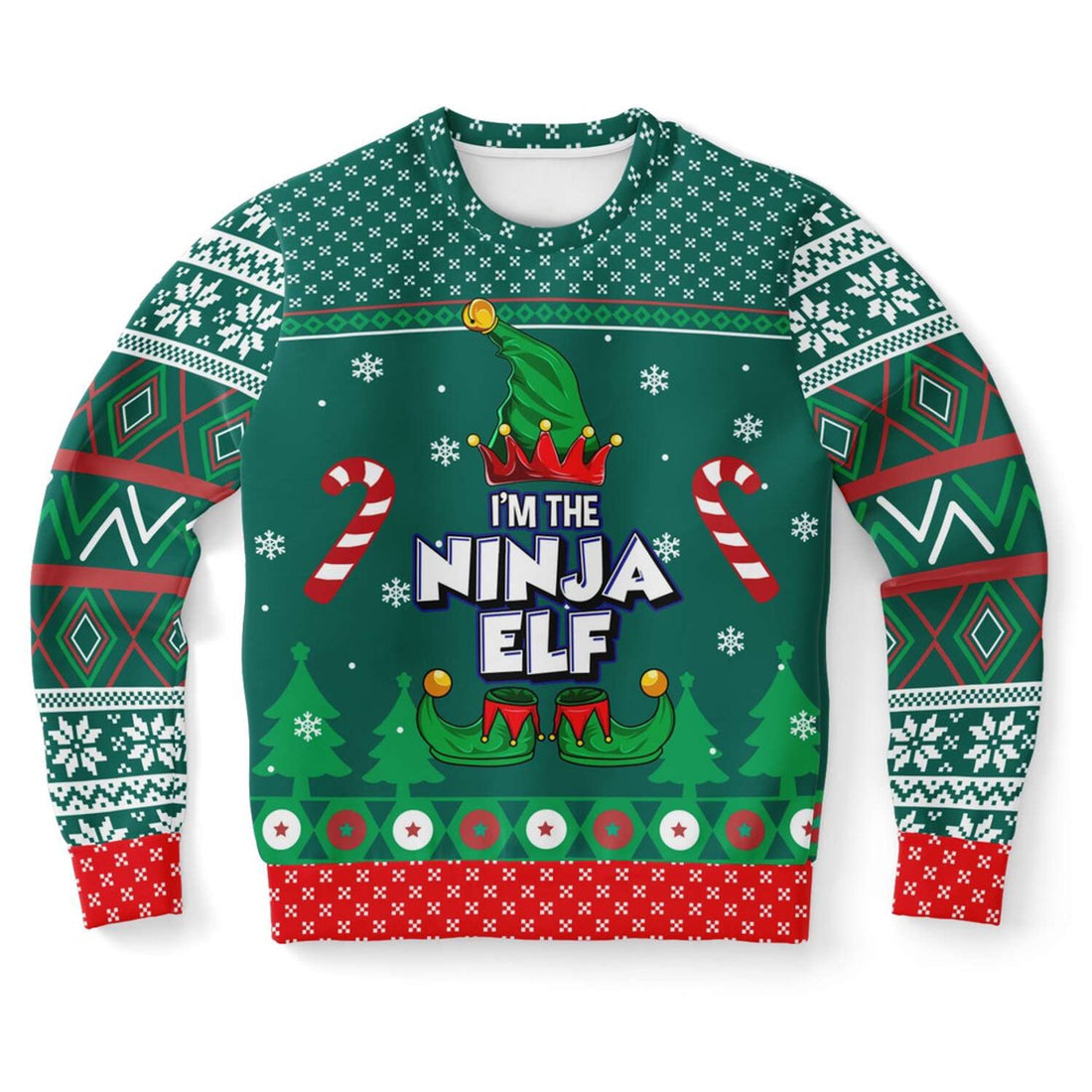 FUNSTUFFPRINT I Am The Ninja Elf Ugly Christmas Sweater, Christmas Sweater, Ugly Sweater, Funny Xmas SweatersUgly Sweater