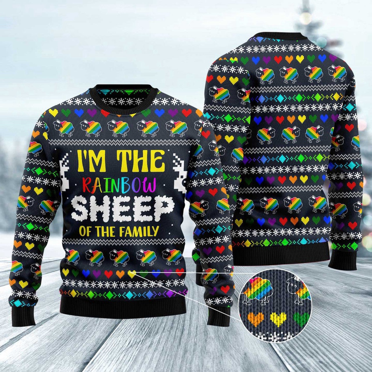 FUNSTUFFPRINT I Am The Rainbow Sheep Of Family Ugly Christmas Sweater, Christmas Sweater, Ugly Sweater, Funny Xmas Sweaters Ugly Sweater