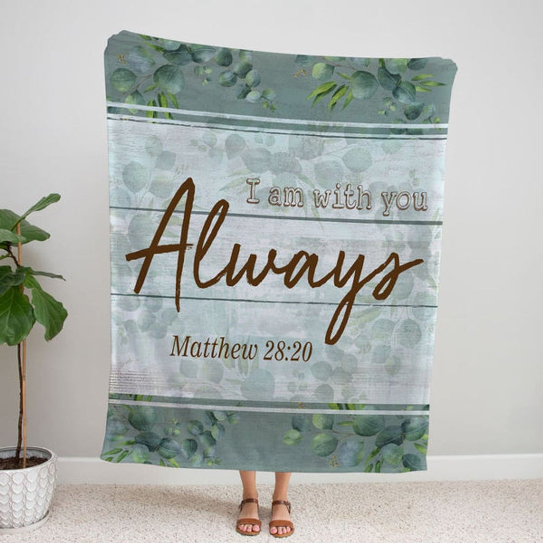 FUNSTUFFPRINT I Am With You Always 2 Matthew 2820 Fleece Blanket - Christian Blanket - Bible Verse Blanket