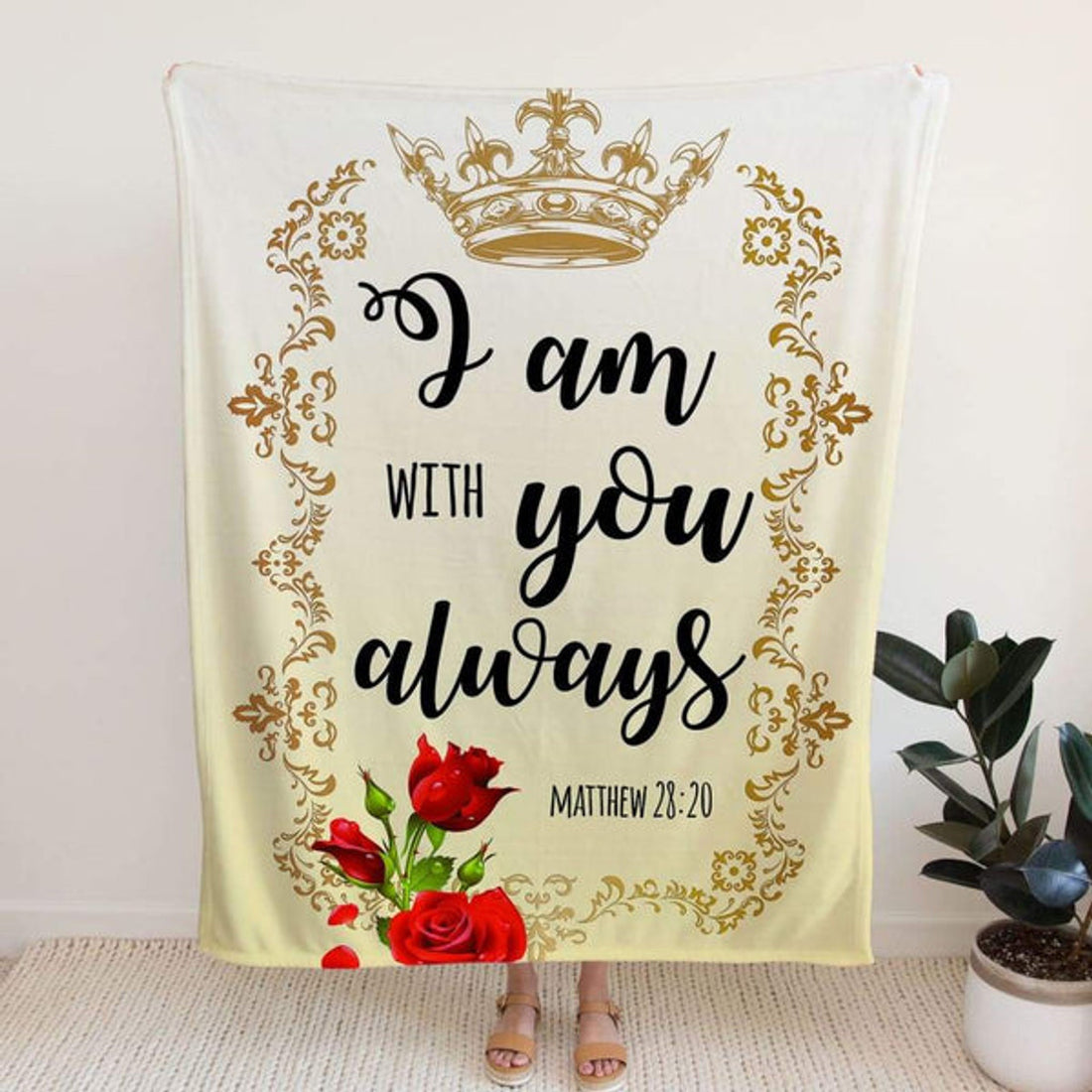 FUNSTUFFPRINT I Am With You Always 3 Matthew 2820 Fleece Blanket - Christian Blanket - Bible Verse Blanket