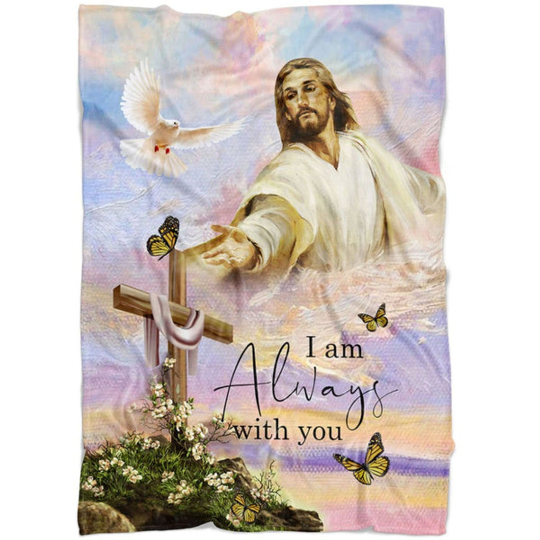 FUNSTUFFPRINT I Am With You Always Matthew 2820 Fleece Blanket - Christian Blanket - Bible Verse Blanket