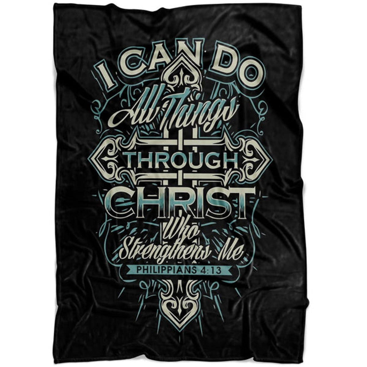FUNSTUFFPRINT I Can Do All Things Through Christ Philippians 413 Fleece Blanket - Christian Blanket - Bible Verse Blanket