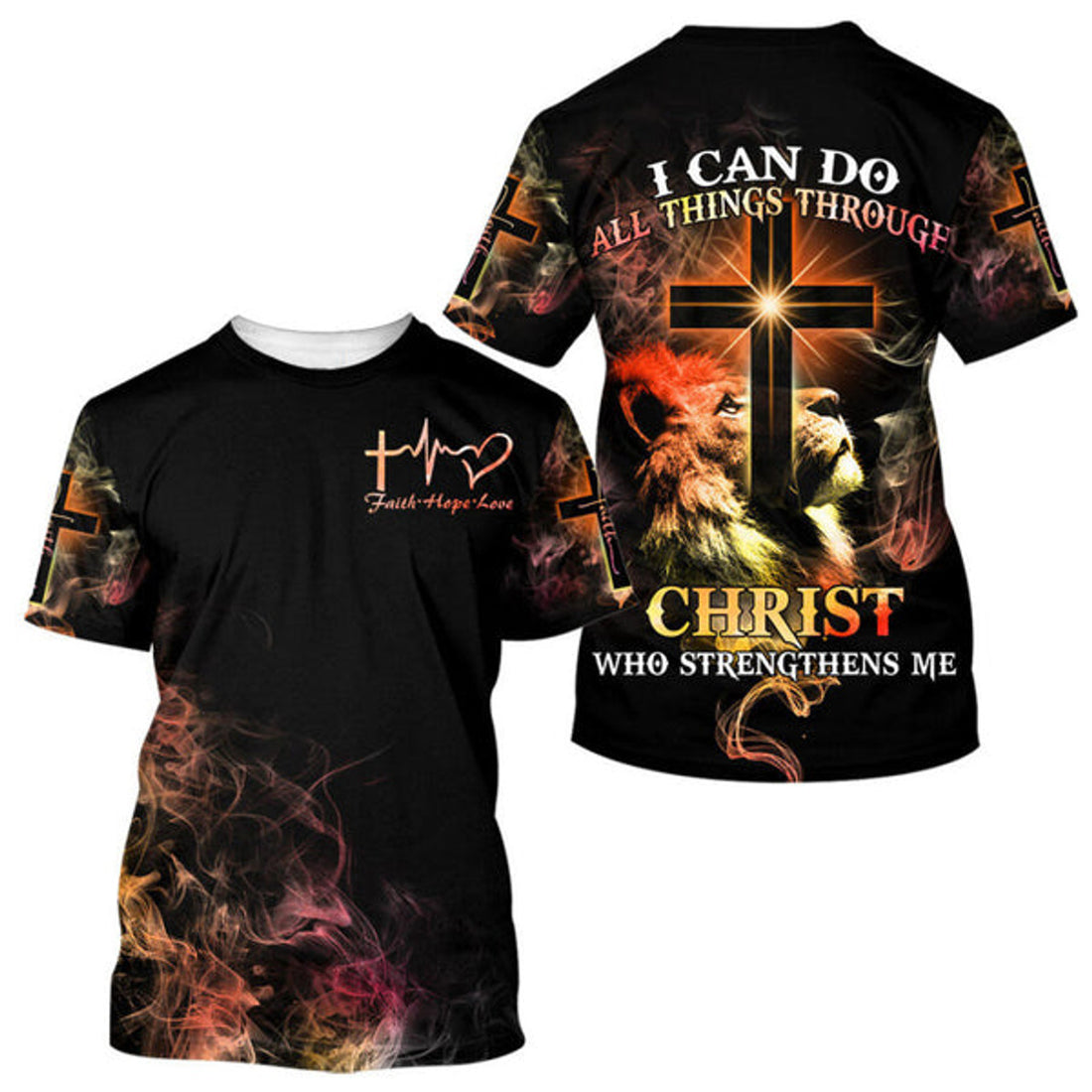 FUNSTUFFPRINT I Can Do All Things Through Christ Who Strengthens Me Christian 3D T-shirt