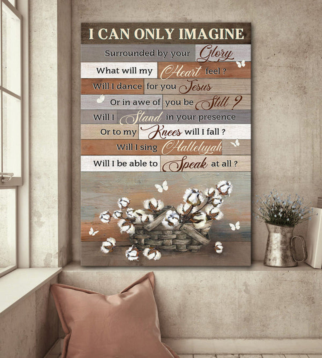 I Can Only Imagine Canvas - Flower Vintage Flower Basket Canvas Posters - Christian Wall Posters - Religious Wall Decor