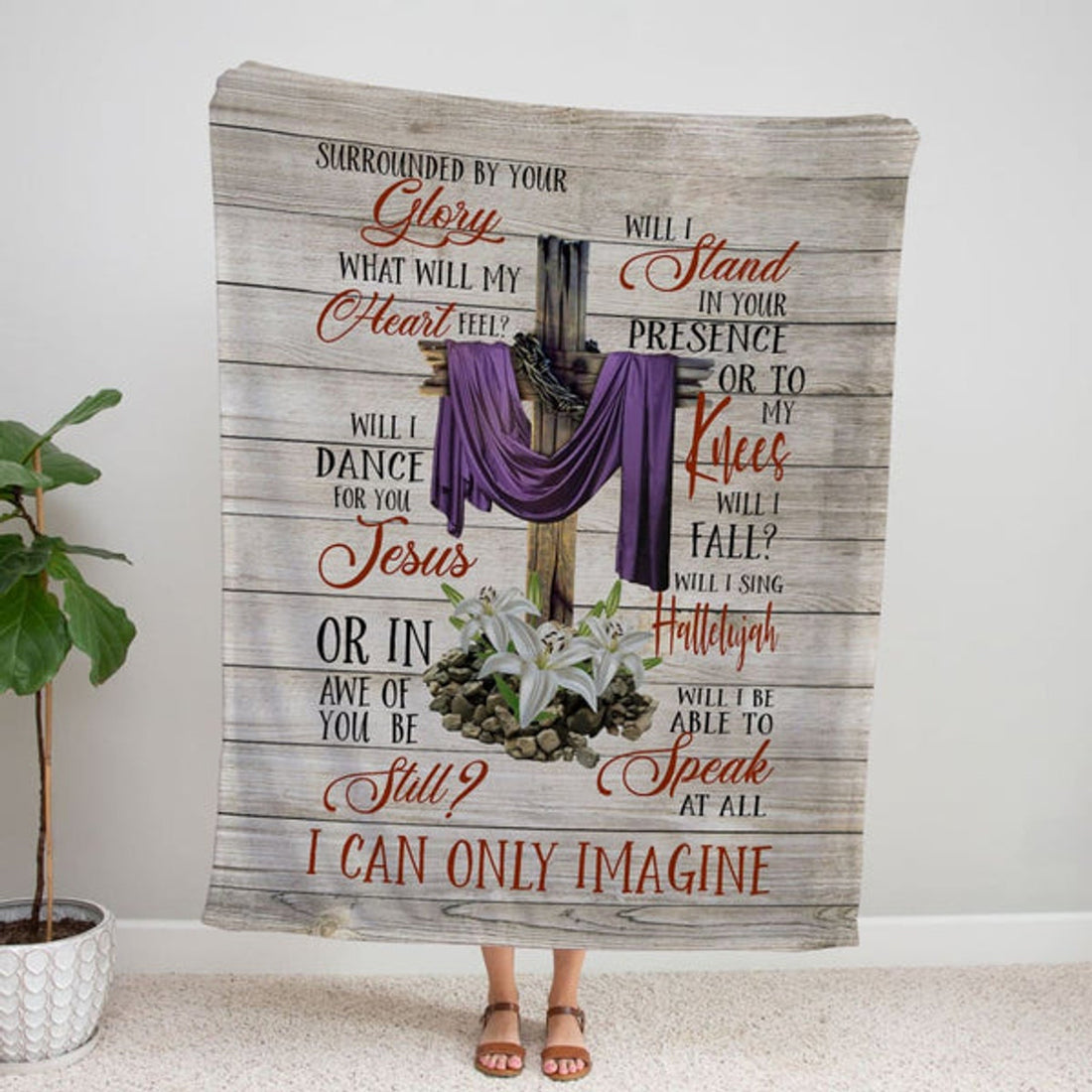 FUNSTUFFPRINT I Can Only Imagine Song Lyrics Fleece Blanket - Christian Blanket - Bible Verse Blanket