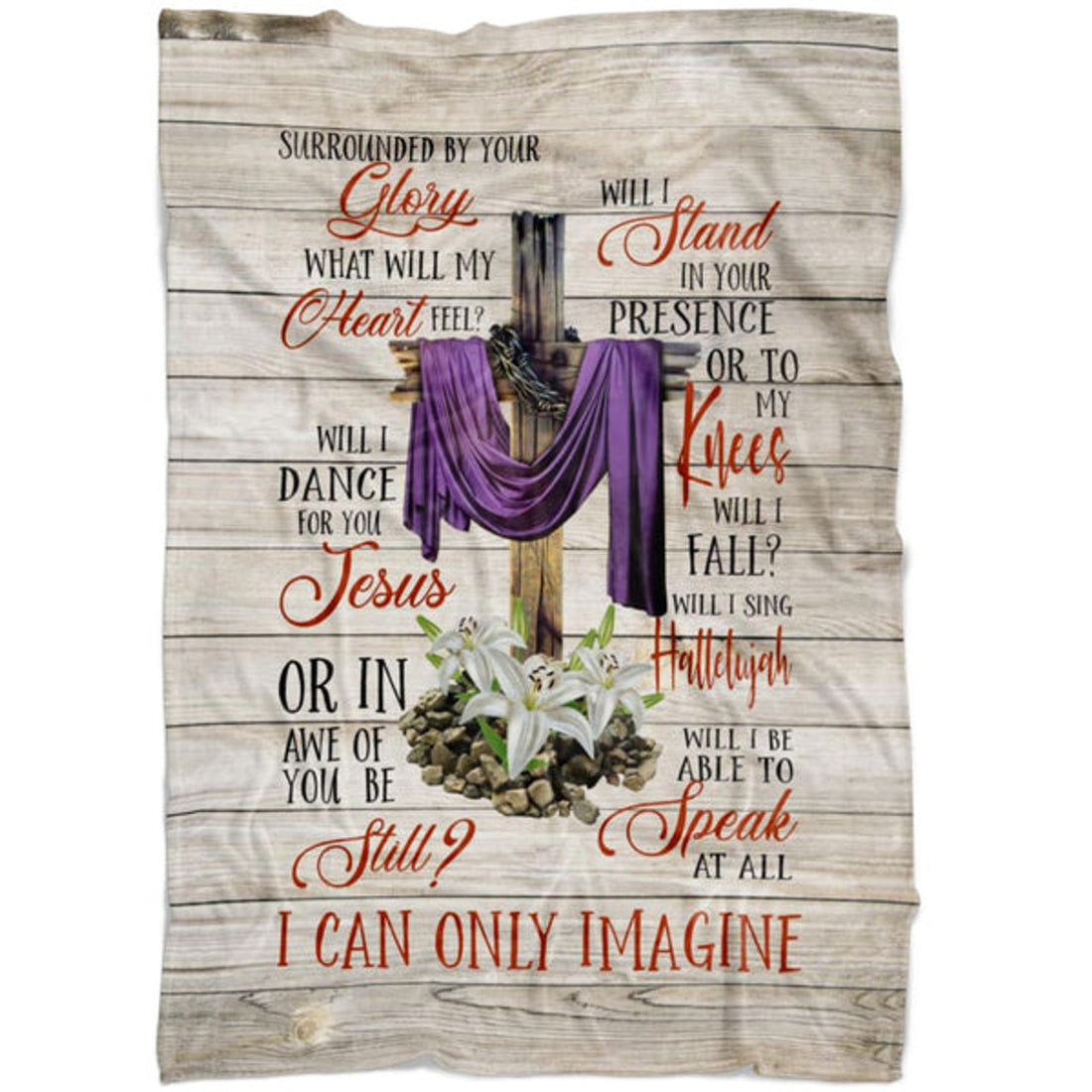 FUNSTUFFPRINT I Can Only Imagine Song Lyrics Fleece Blanket - Christian Blanket - Bible Verse Blanket