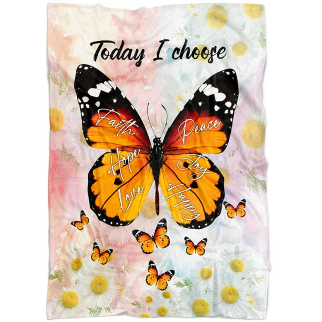 FUNSTUFFPRINT I Choose Faith Hope Love Peace Joy Happy Fleece Blanket - Christian Blanket - Bible Verse Blanket