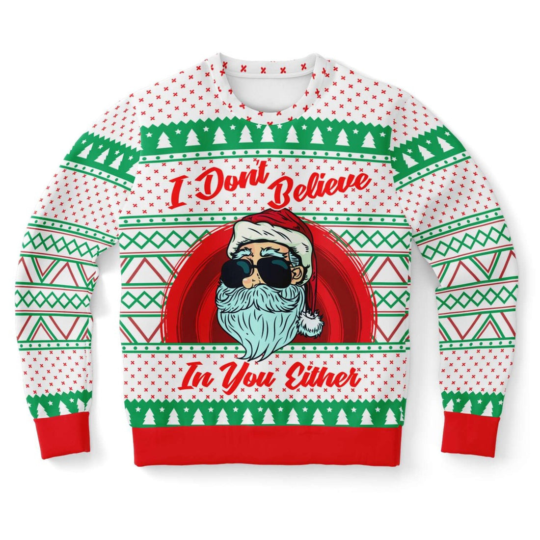 FUNSTUFFPRINT I Don't Believe In You Either Santa Ugly Christmas Sweater, Christmas Sweater, Ugly Sweater, Funny Xmas Sweaters Ugly Sweater