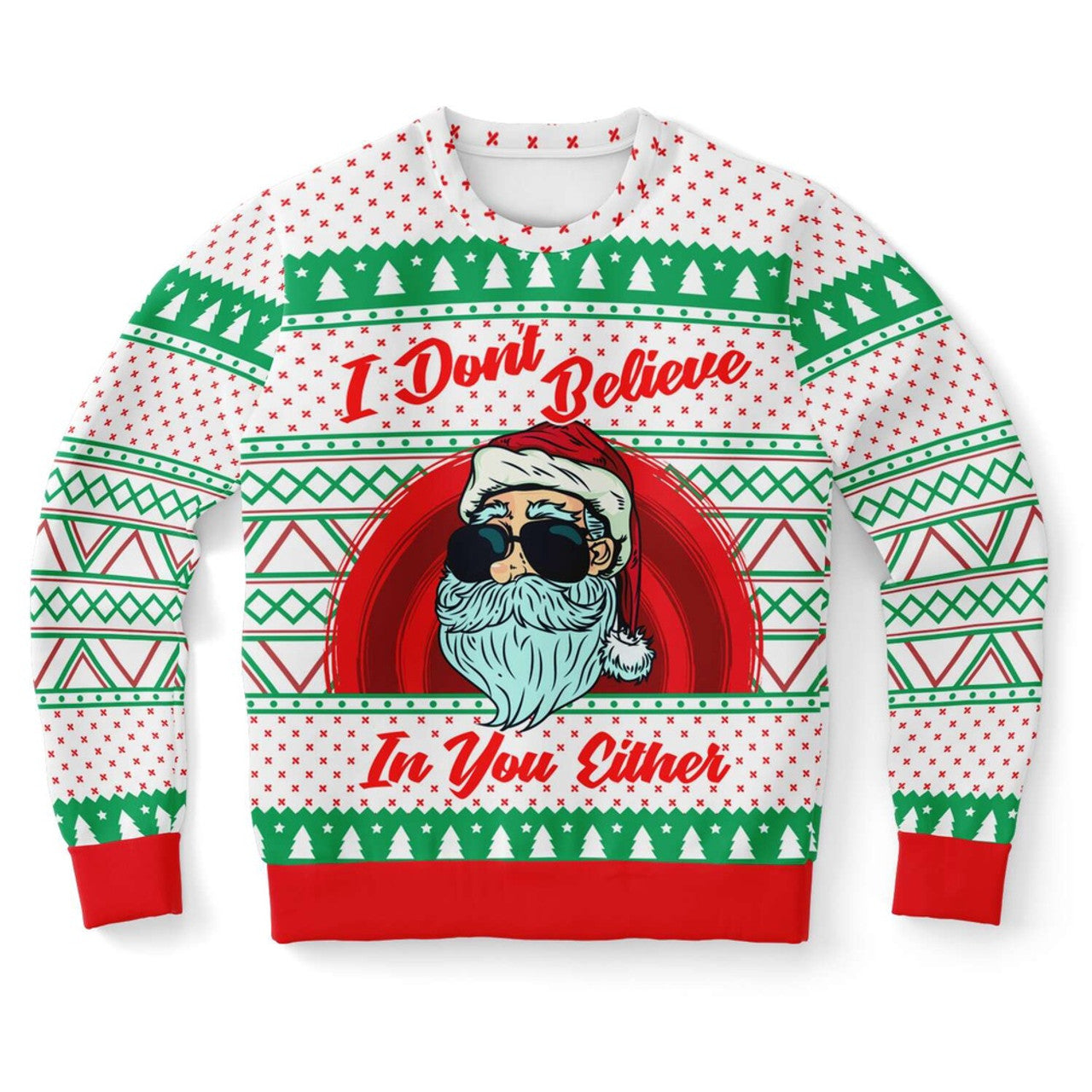 FUNSTUFFPRINT I Don't Believe In You Either Santa Ugly Christmas Sweater, Christmas Sweater, Ugly Sweater, Funny Xmas Sweaters Ugly Sweater