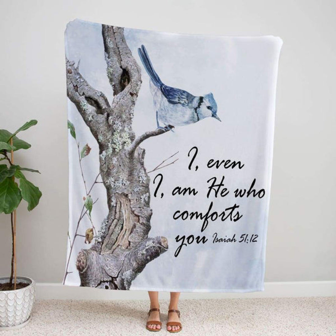 FUNSTUFFPRINT I Even I Am He Who Comforts You Isaiah 5112 Fleece Blanket - Christian Blanket - Bible Verse Blanket