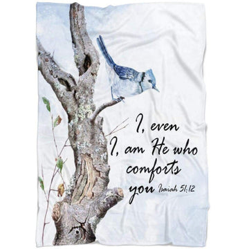 FUNSTUFFPRINT I Even I Am He Who Comforts You Isaiah 5112 Fleece Blanket - Christian Blanket - Bible Verse Blanket