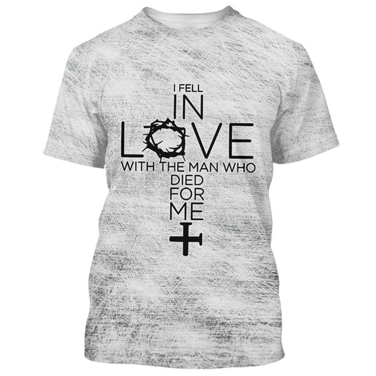 FUNSTUFFPRINT I Fell In Love With The Man Who Died For Me Cross Christian 3D T-shirt